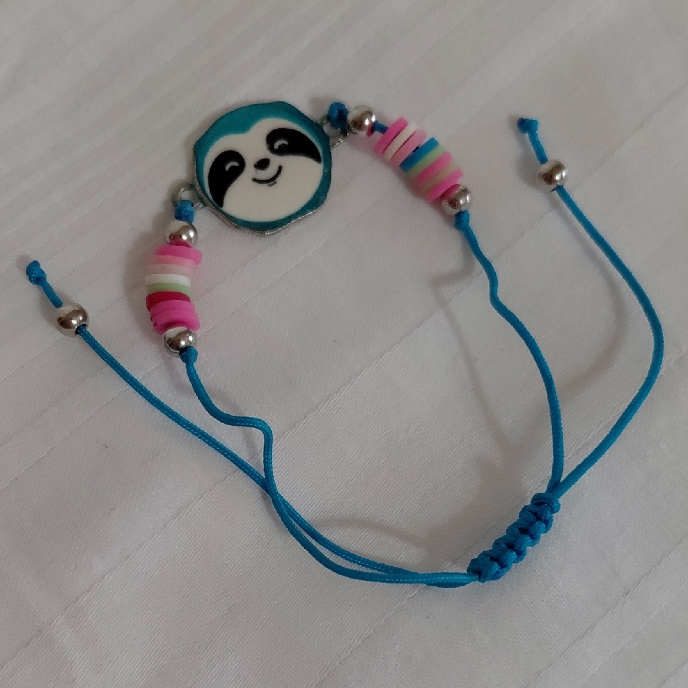Silver Panda Bead Friendship Bracelet